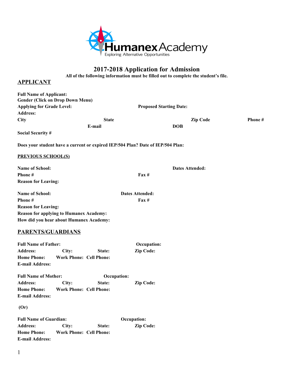 All of the Following Information Must Be Filled out to Complete the Student S File