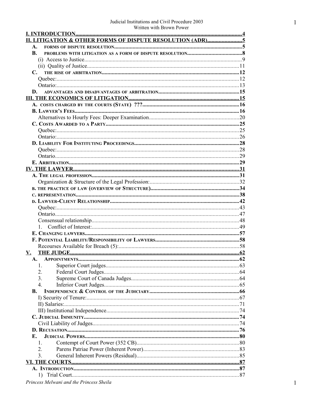 Judicial Institutions and Civil Procedure 2003