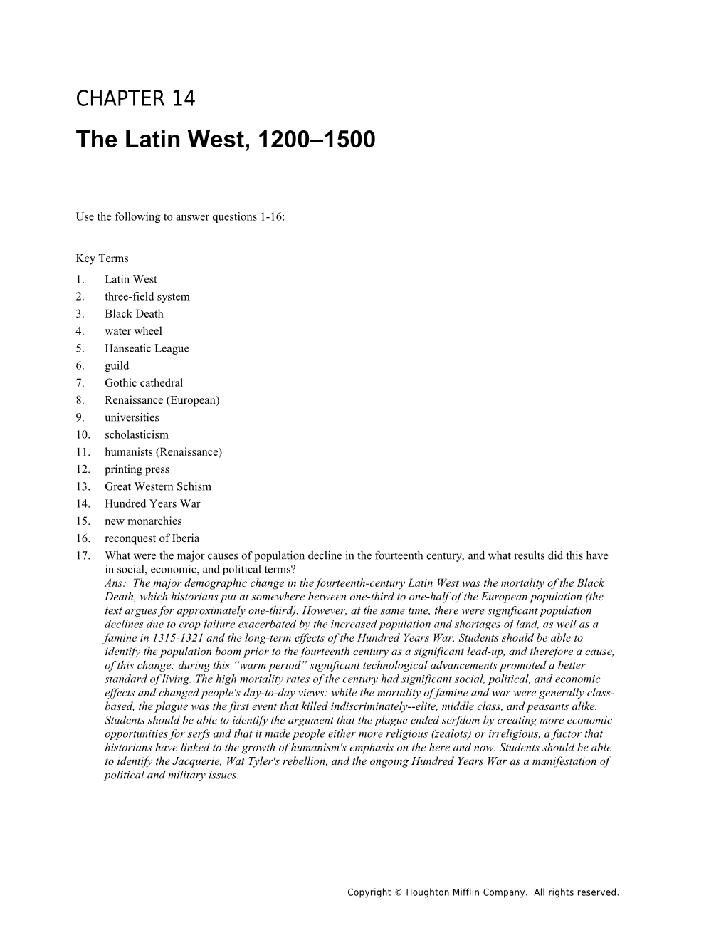 Chapter 14: the Latin West, 1200 1500 1