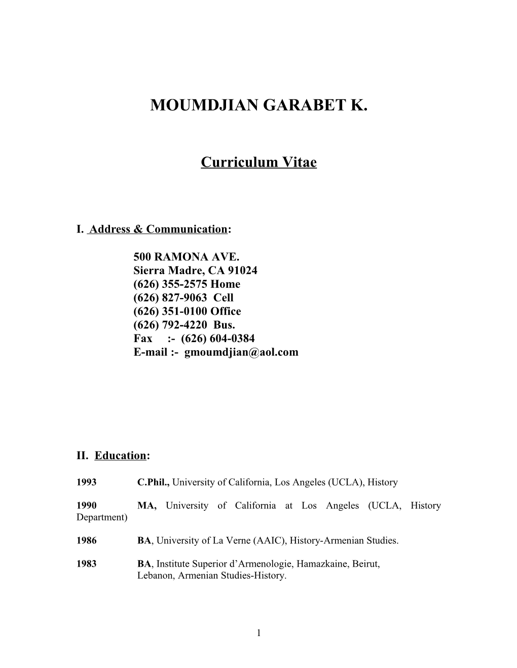 Moumdjian Garabet K