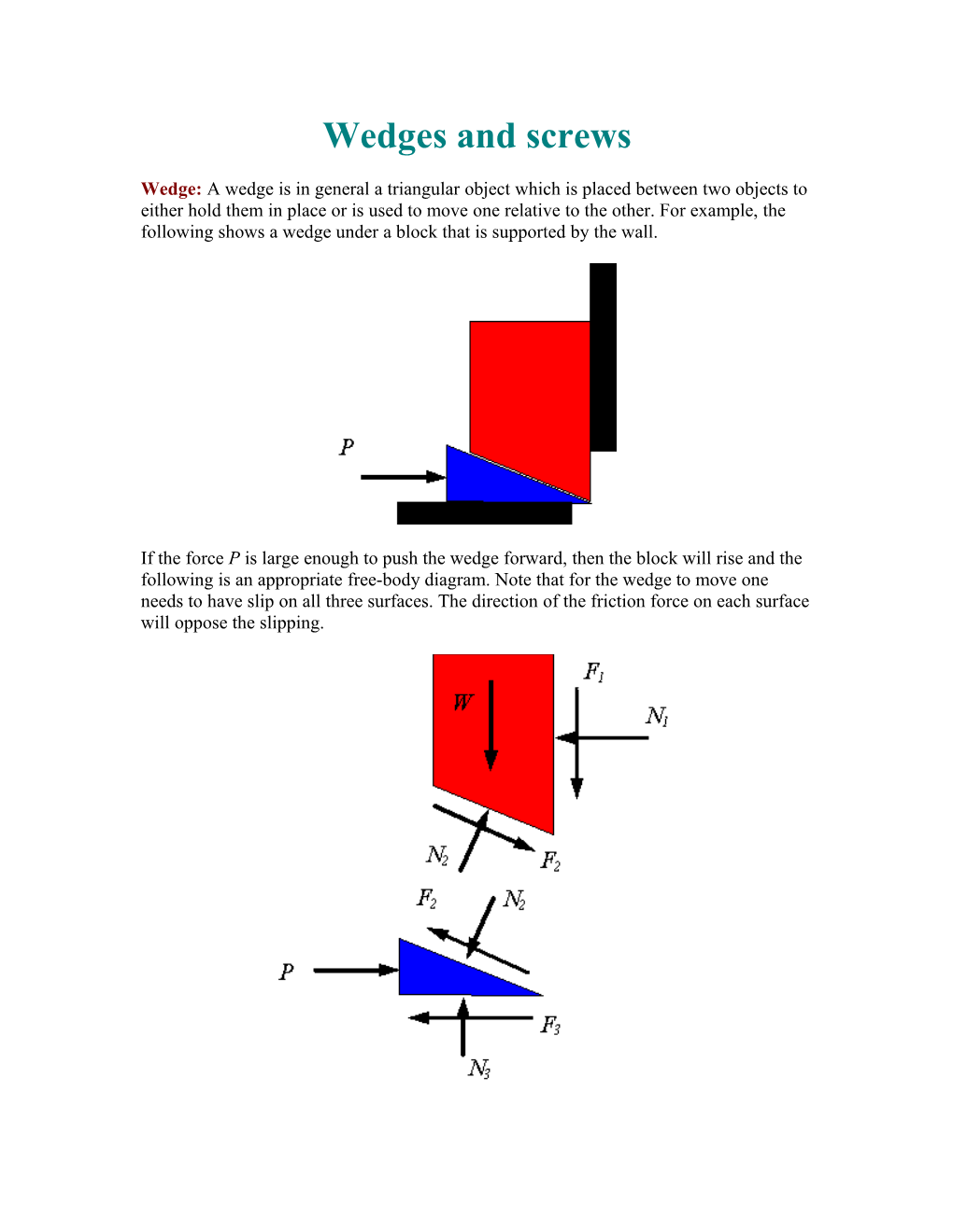 Wedges and Screws