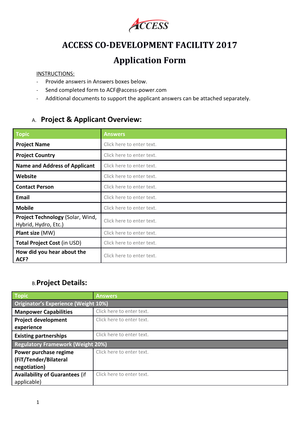 Access Co-Development Facility 2017