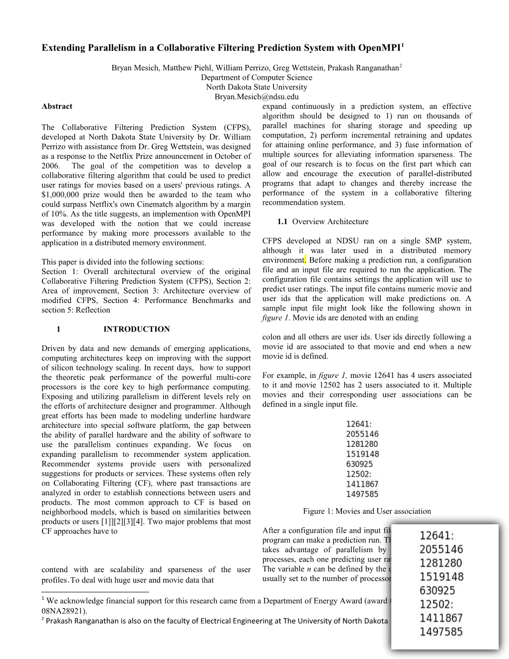 Extending Parallelism in Acollaborative Filtering Prediction System with Openmpi 1