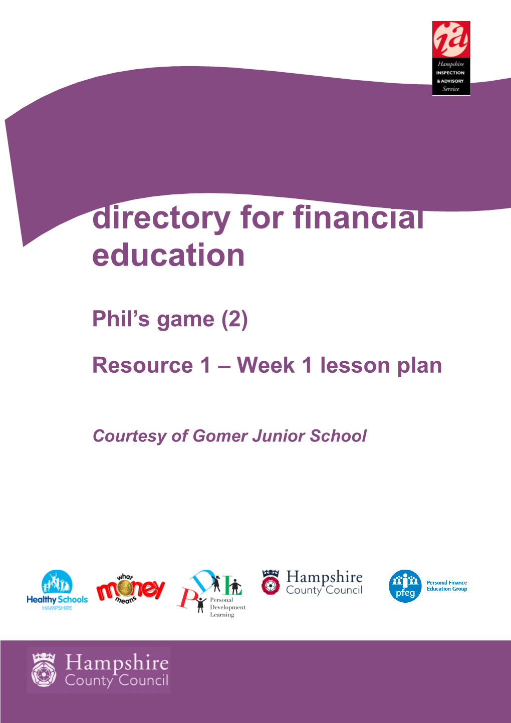 Hampshire Primary Schools Resource Directory for Financial Education