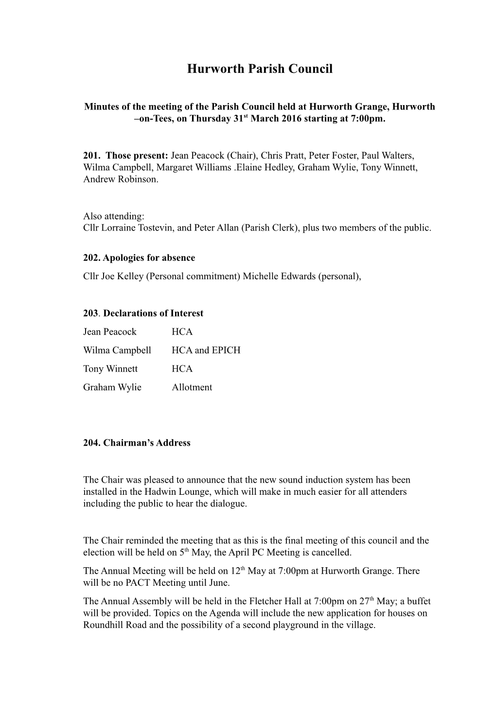 Hurworth Parish Council