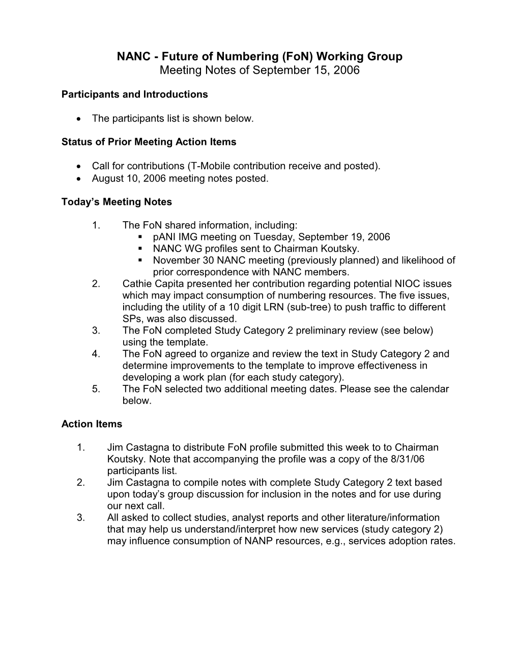 NANC - Future of Numbering (Fon)Working Group