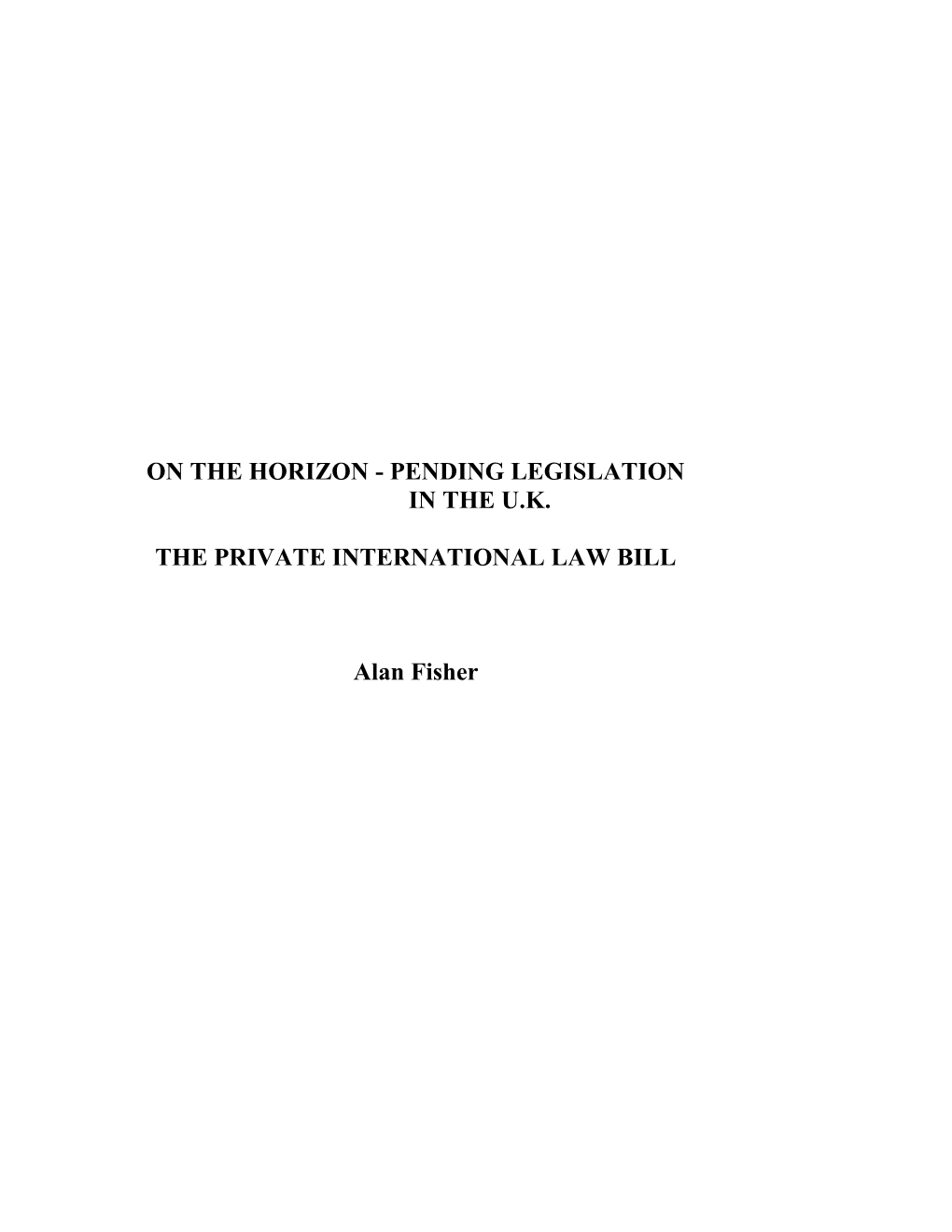 The Private International Law Bill