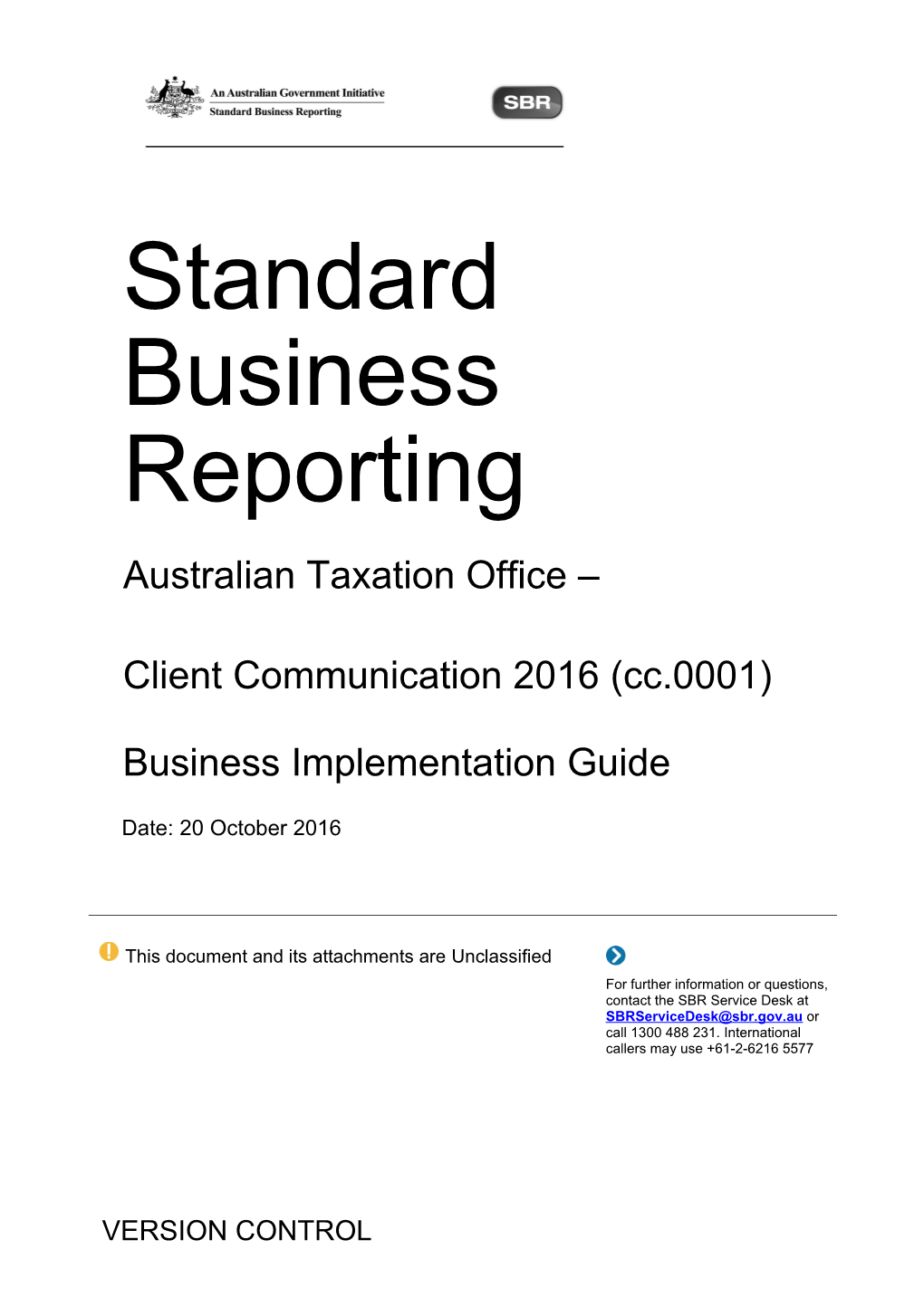ATO CC.0001 2016 Business Implementation Guide