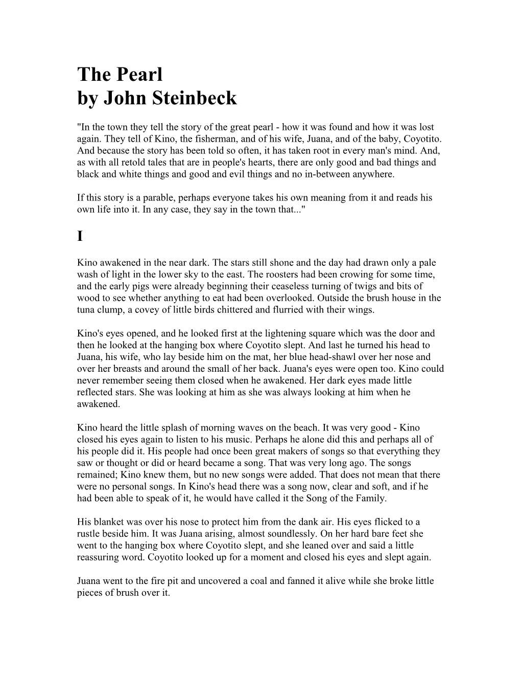 The Pearl by John Steinbeck