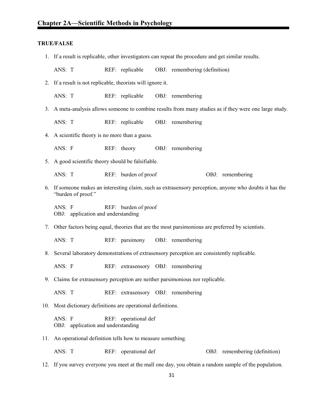 Chapter 2A Scientific Methods in Psychology