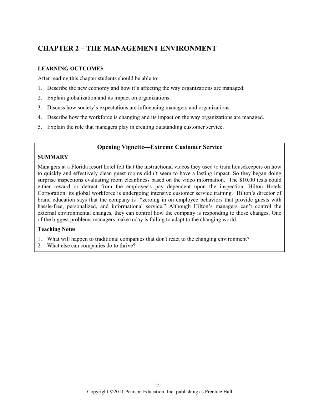CHAPTER 2 - the Management Environment
