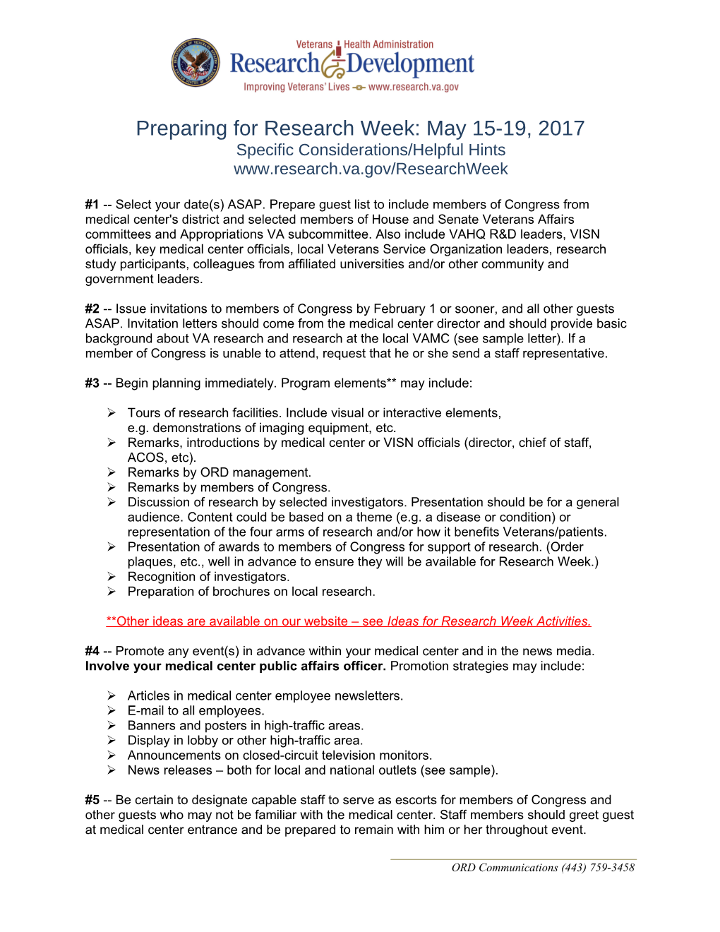 Preparing for Research Week: May 15-19, 2017