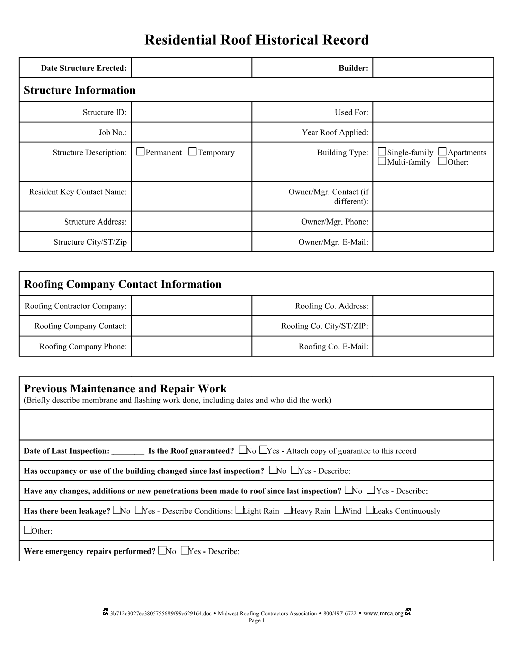 Sample Inspection Forms