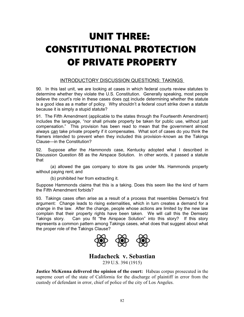 Unit Three: Constitutional Protection of Property