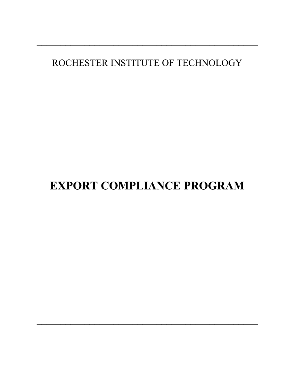 Export Compliance Program