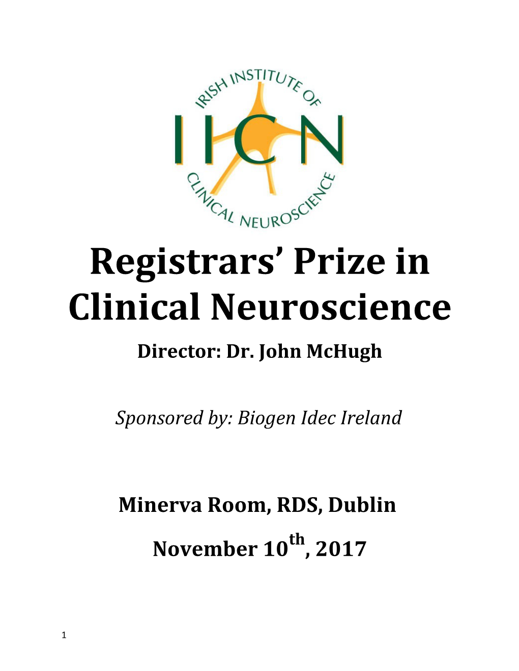 Registrars Prize in Clinical Neuroscience