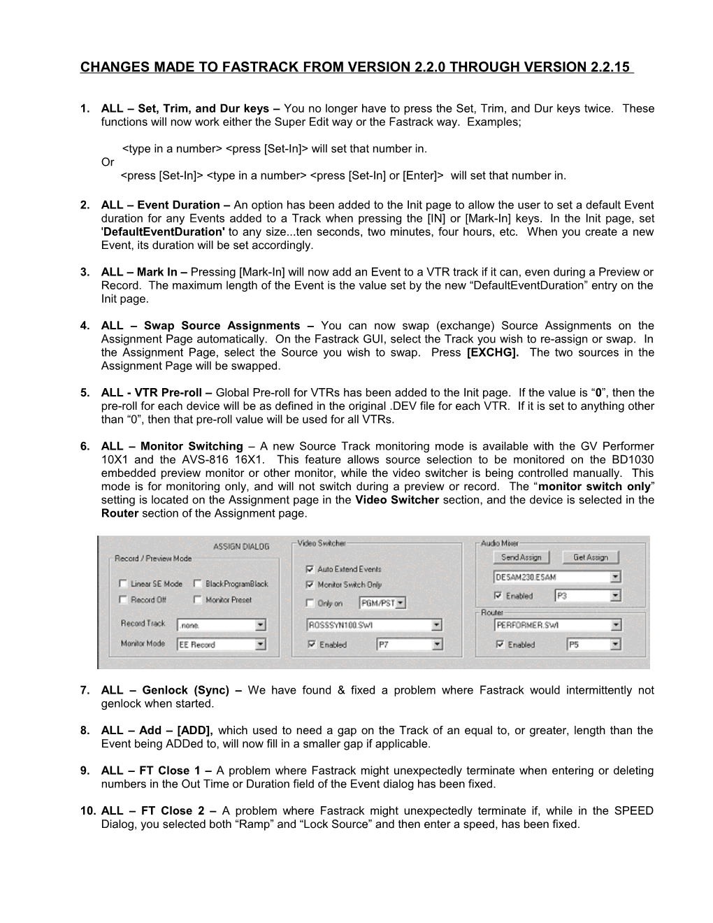 Changes Made to Fastrack from Version 2