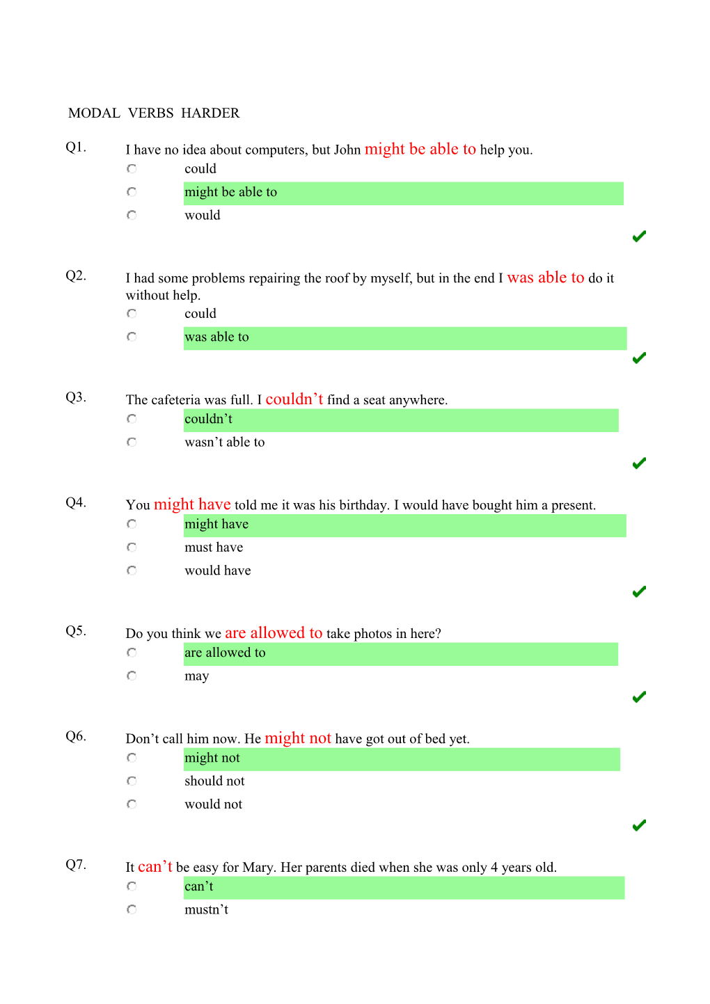 Modal Verbs Harder