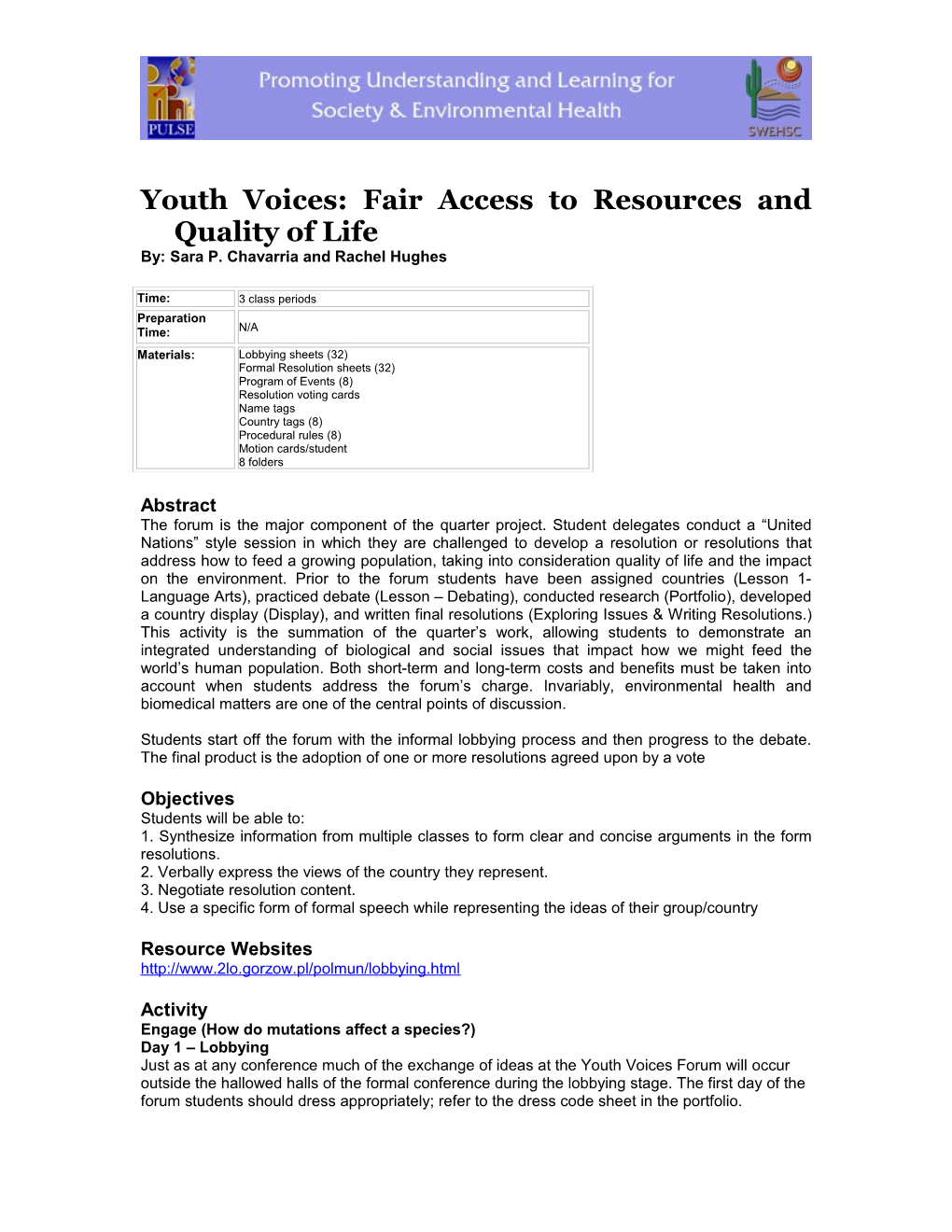 Youth Voices: Fair Access to Resources and Quality of Life