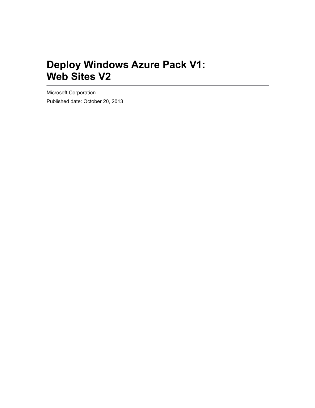 Deploy Windows Azure Pack V1: Web Sites V2