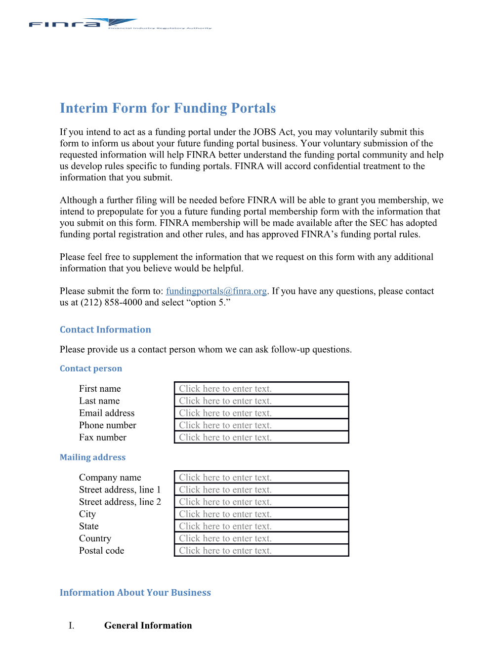 Interim Formfor Funding Portals