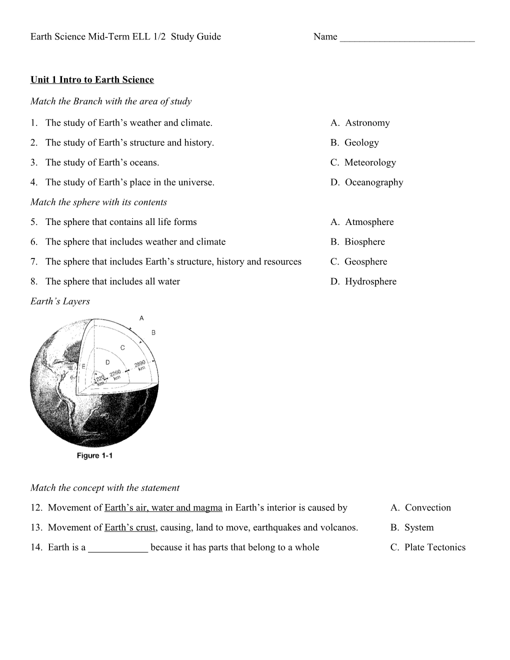 Unit 1 Intro to Earth Science
