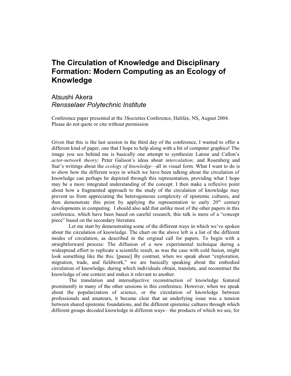 The Circulation of Knowledge And