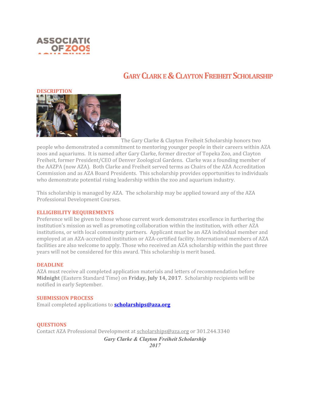 Gary Clark E & Clayton Freiheit Scholarship