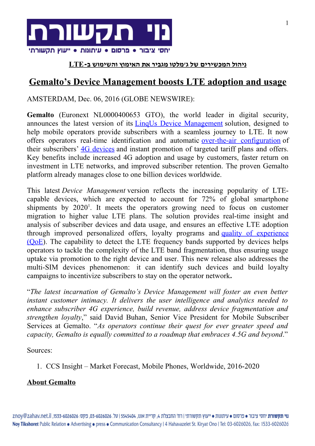 Gemalto S Device Management Boosts LTE Adoption and Usage