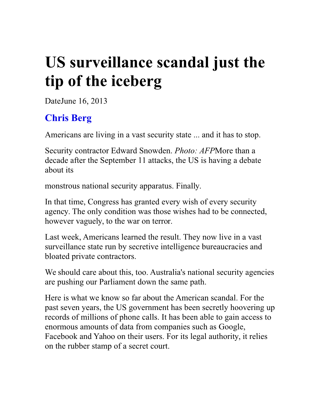 US Surveillance Scandal Just the Tip of the Iceberg