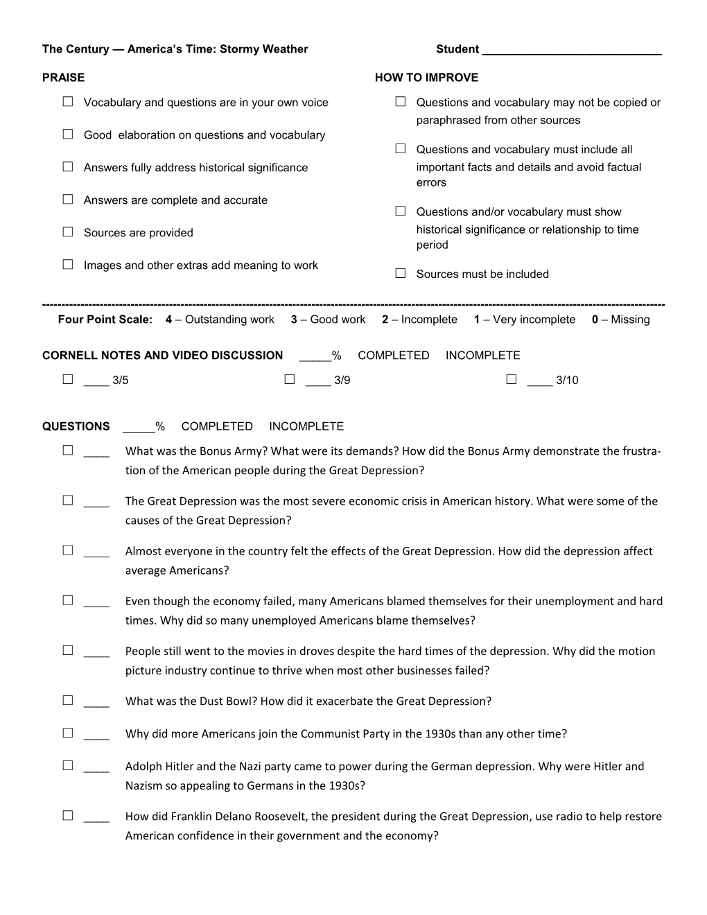 The Century America Stime:Stormy Weather Student ______