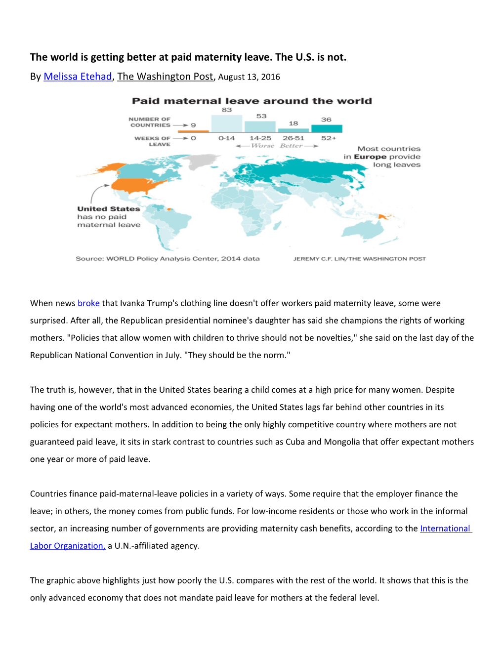 The World Is Getting Better at Paid Maternity Leave. the U.S. Is Not