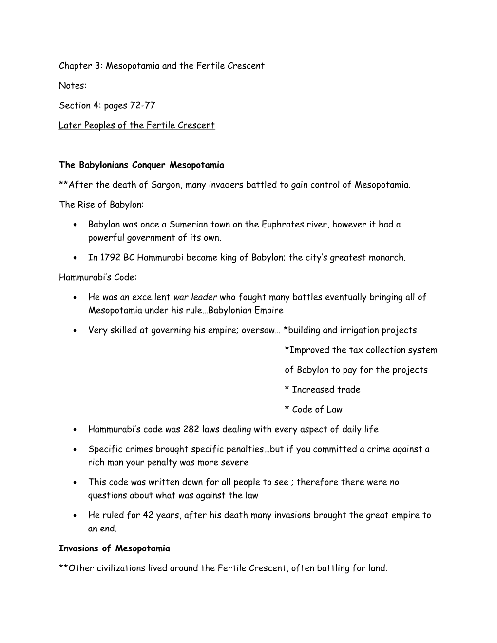 Chapter 3: Mesopotamia and the Fertile Crescent