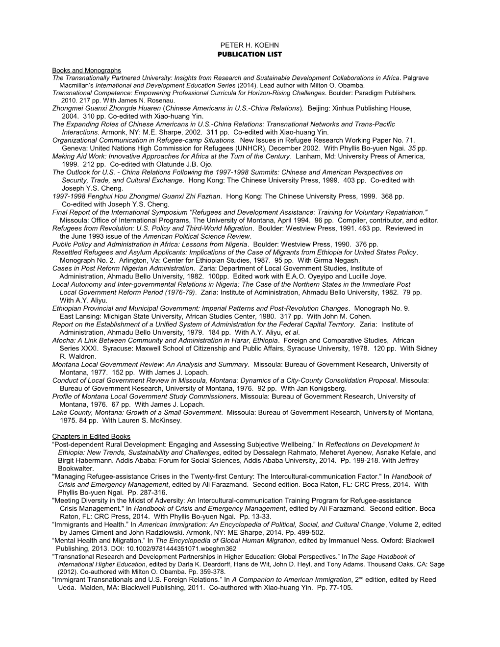 Publication List