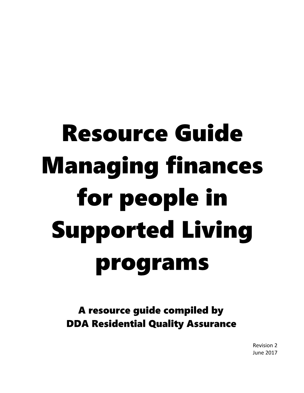 Resource Guidemanaging Finances for People in Supported Living Programs