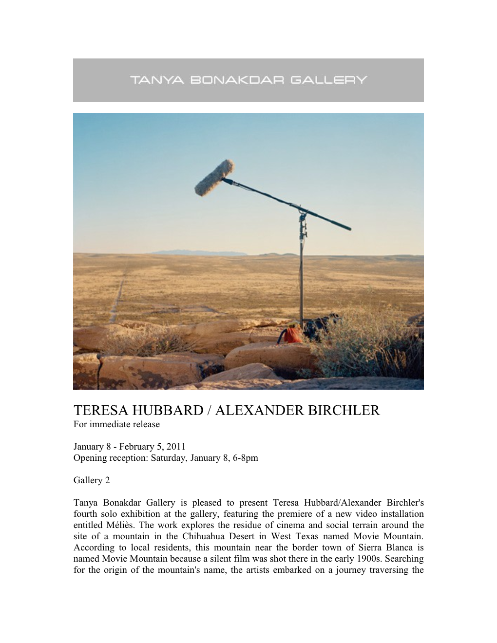 Teresa Hubbard / Alexander Birchler