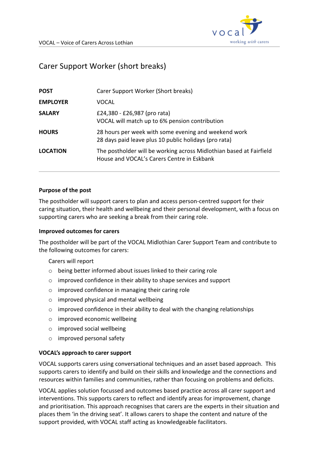 Carer Support Worker (Short Breaks)