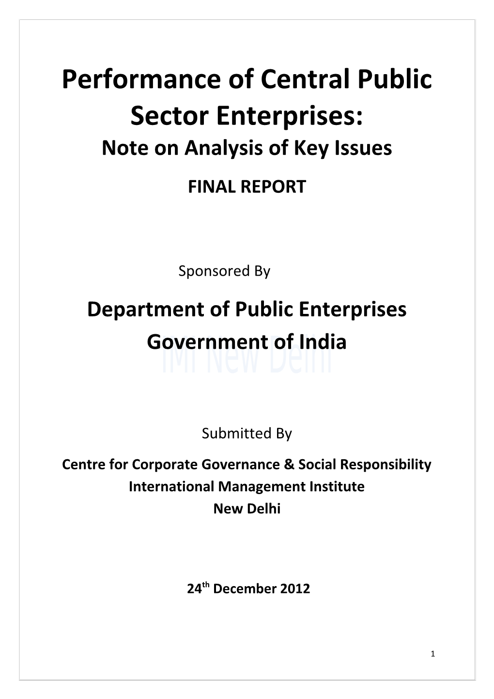 Performance of Central Public Sector Enterprises