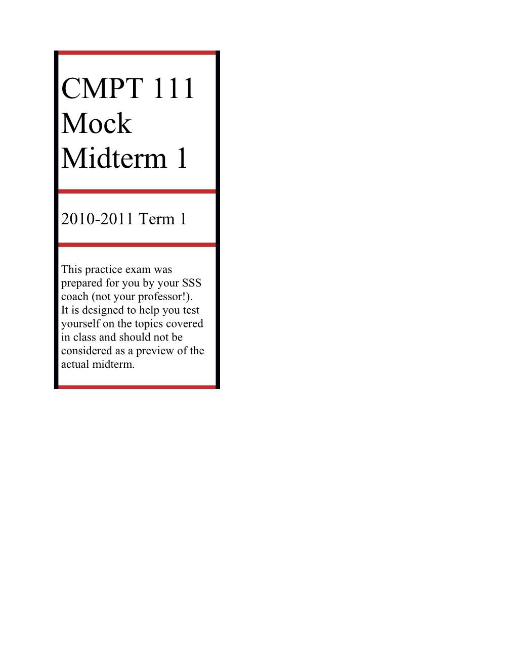 CMPT 111 Mock Midterm 1