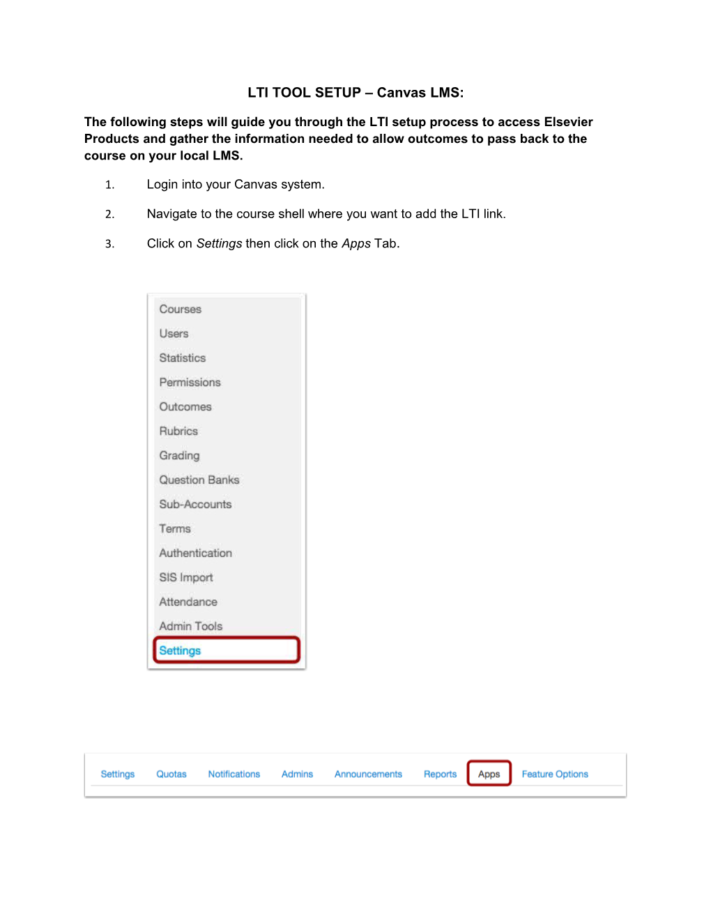 LTI TOOL SETUP Canvas LMS