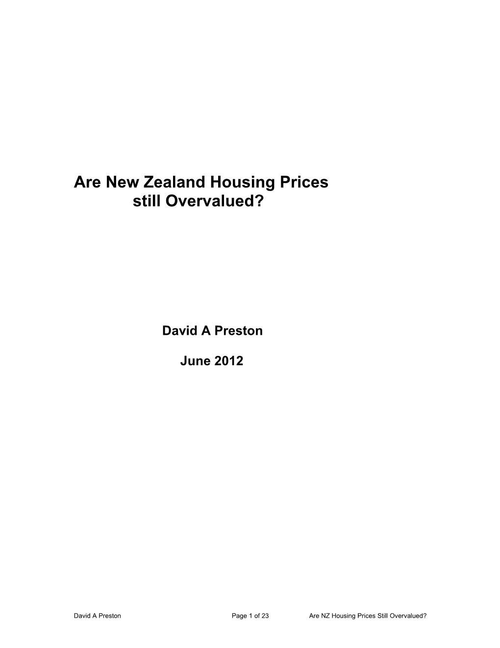 How Overvalued Are NZ Housing Prices