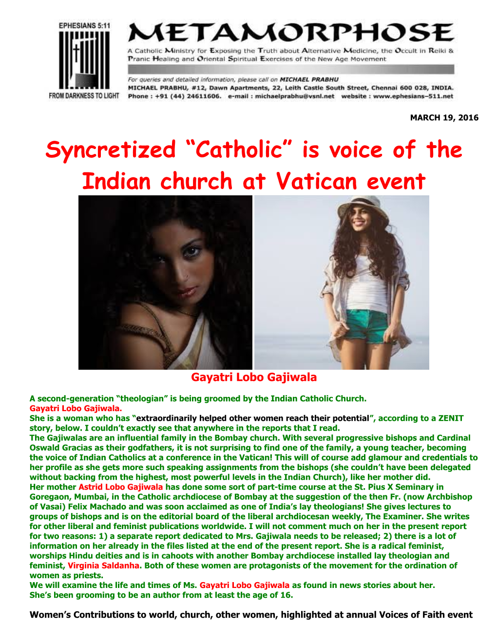 Syncretized Catholic Is Voice of the Indian Church at Vatican Event