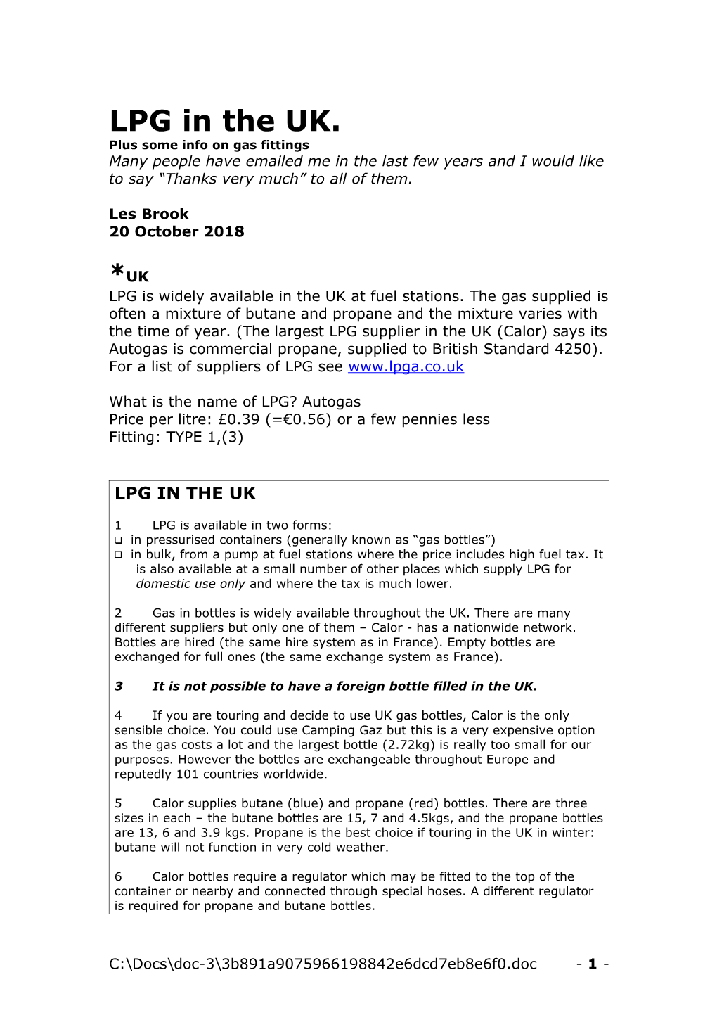 Plus Some Info on Gas Fittings