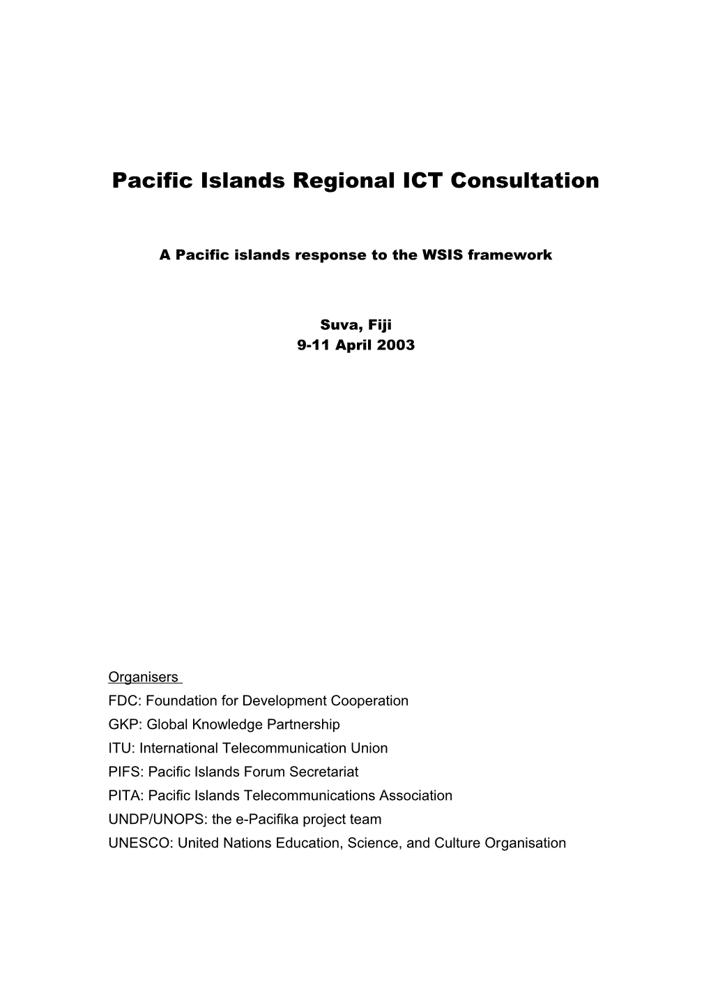 Pacific Islands Regional ICT Consultation