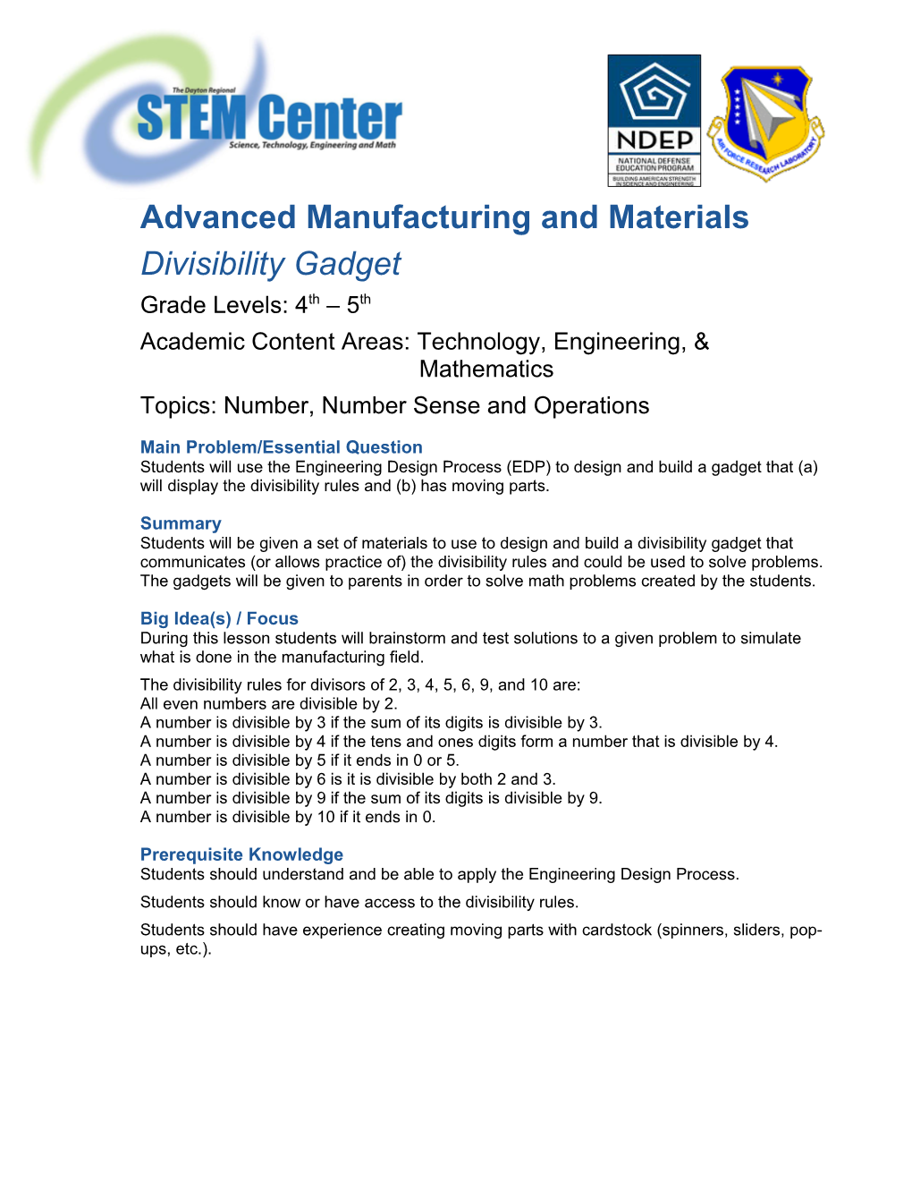 Advanced Manufacturing and Materials