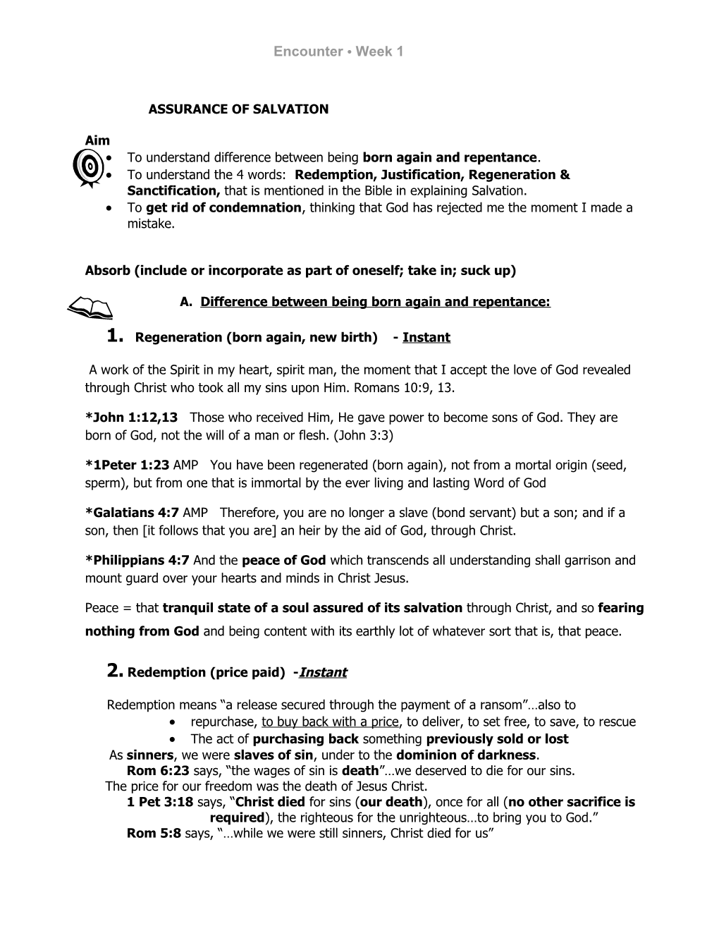 School of Leaders: Pre-Encounter Lesson 1 Student S Notes