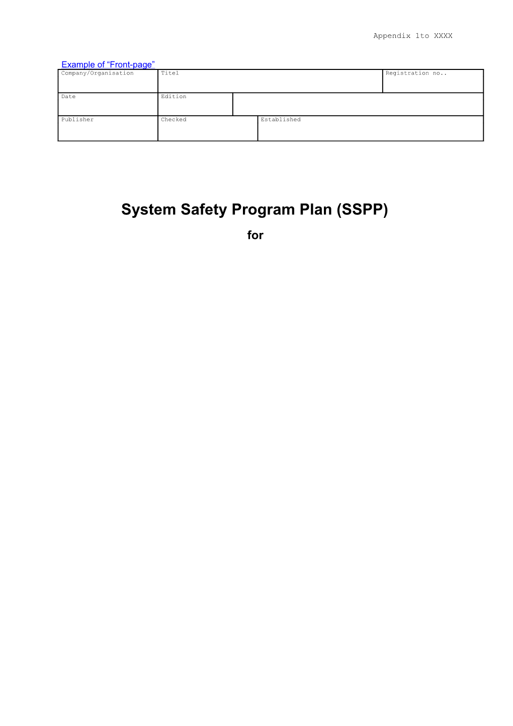 System Safety Program Plan (SSPP)
