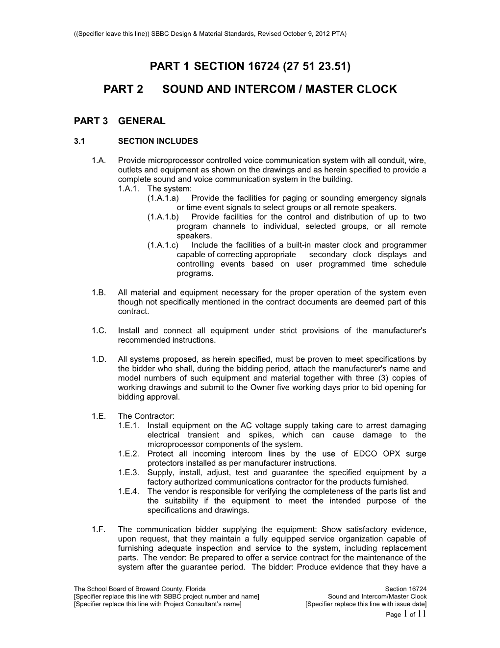 Sound and Intercom / Master Clock