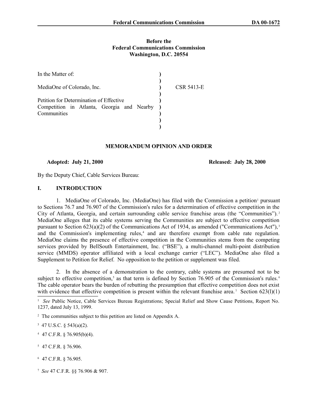 Federal Communications Commissionda 00-1672