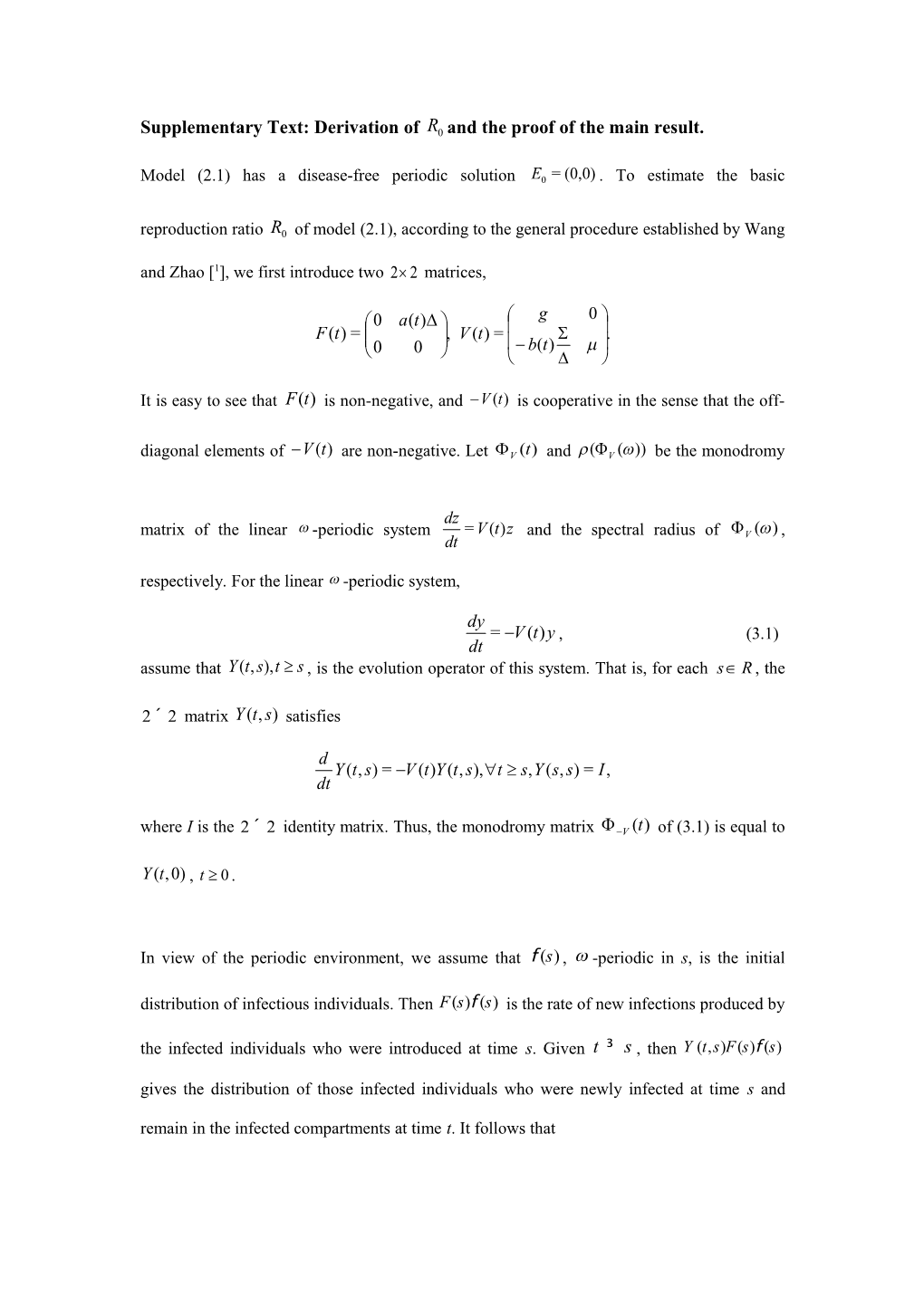 Supplementary Text: Derivation Of